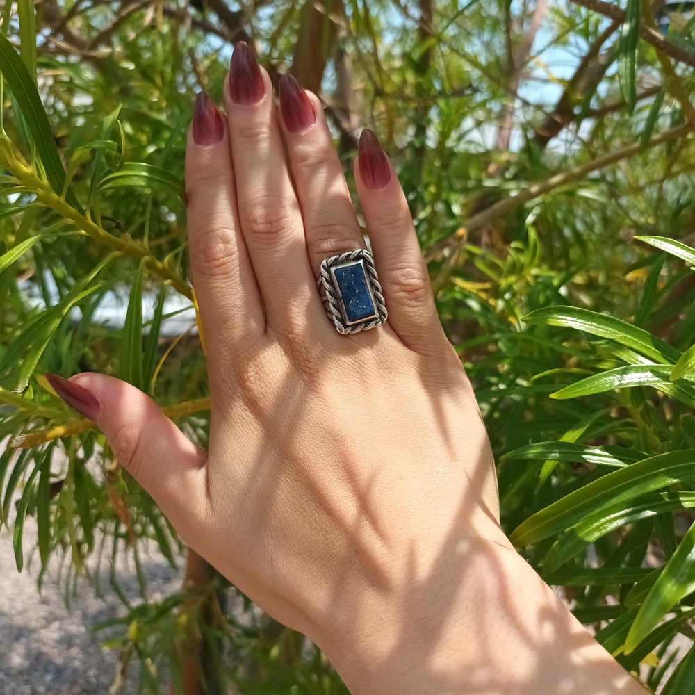 Stunning Lapiz and Sterling Ring
